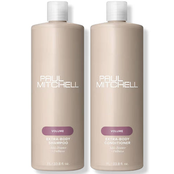 Discover the Paul Mitchell EXTRA-BODY Thickens and Volumizes Shampoo and Conditioner Duo, perfect for fine hair. This 1-liter set is designed to enhance volume while repairing damage.