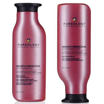 Pureology Smooth Perfection 250ml Duo lessens frizz in textured & straight hair - On Line Hair Depot