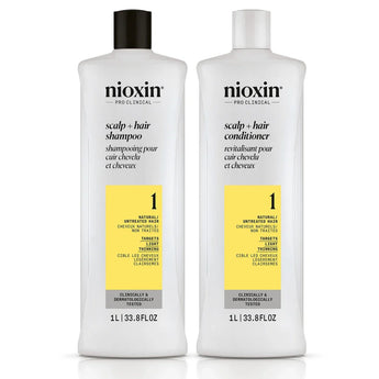 Nioxin System 1 Duo 1000ml of Each for natural hair with light thinning - On Line Hair Depot
