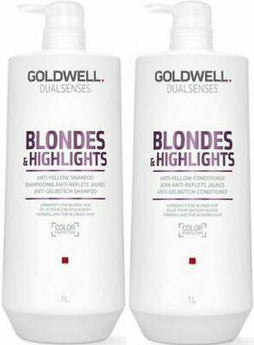 Goldwell Blondes & Highlights Anti Yellow Brassiness Shampoo & Conditioner 1lt Duo - Australian Salon Discounters