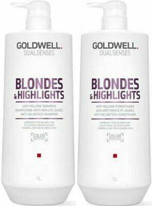 Goldwell Blondes & Highlights Anti Yellow Brassiness Shampoo & Conditioner  1lt Duo - On Line Hair Depot