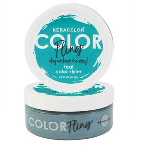 Keracolor Fling Teal Styler Light Hold Temporary Colour for all Hair 2 x 74ml - On Line Hair Depot