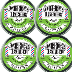 American Barber Clay Styler 100ml Quad Pack Mens Styling Medium Hold (4 x 100ml) - On Line Hair Depot