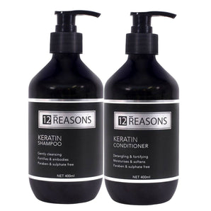 12Reasons Keratin Shampoo and Conditioner Duo (400ml of each) - On Line Hair Depot