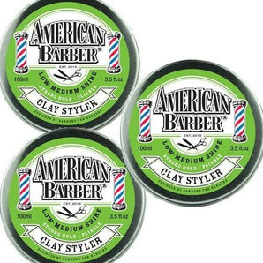 American Barber Clay Styler 100ml trio Pack Mens Styling Medium Hold (3 x 100ml) - On Line Hair Depot
