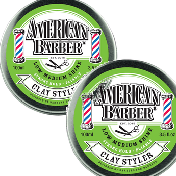 American Barber Clay Styler 100ml Duo Pack Mens Styling Medium Hold (2 x 100ml) - Australian Salon Discounters