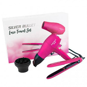 Silver Bullet Luxe Travel Set Dryer and Straightener Pink - On Line Hair Depot