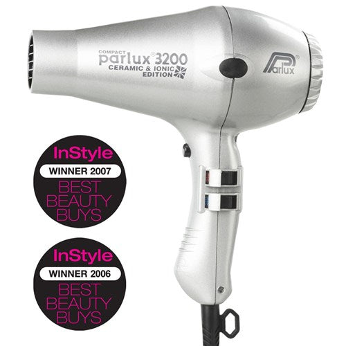Parlux 3200 Compact Ceramic & Ionic Hair Dryer 1900W - Silver - On Line Hair Depot
