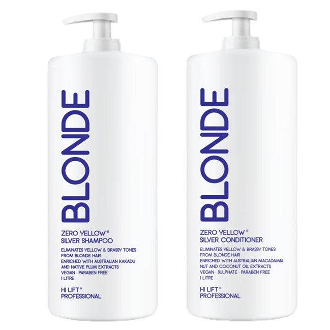Hi Lift Professional Zero Yellow True Blonde Zero Yellow Pure Silver 1lt Duo Pack - Australian Salon Discounters