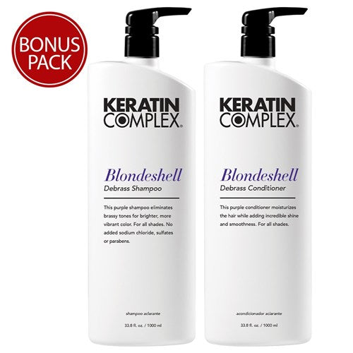 Keratin Complex Blonde Shell Shampoo & Conditioner Duo 1lt with Pumps - On Line Hair Depot
