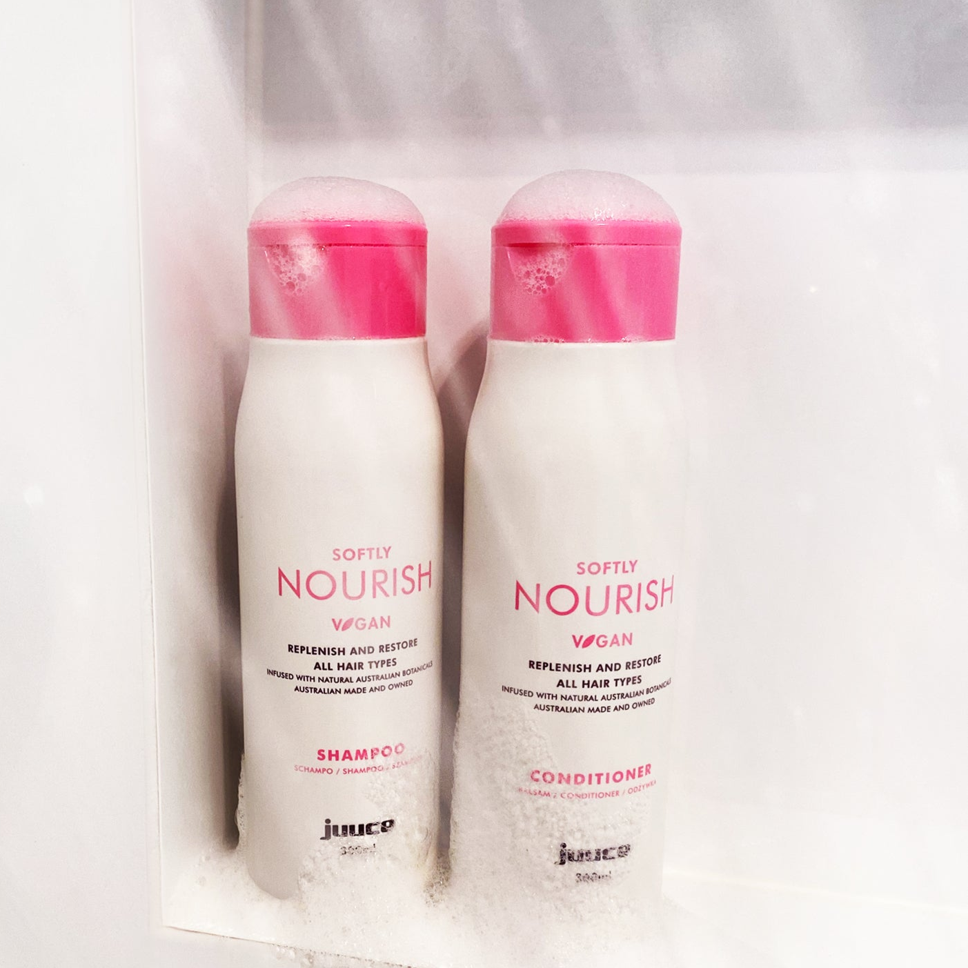 Juuce Softly Nourish Shampoo and Conditioner Duo Replenish and Restore all Hair Types                  . - On Line Hair Depot
