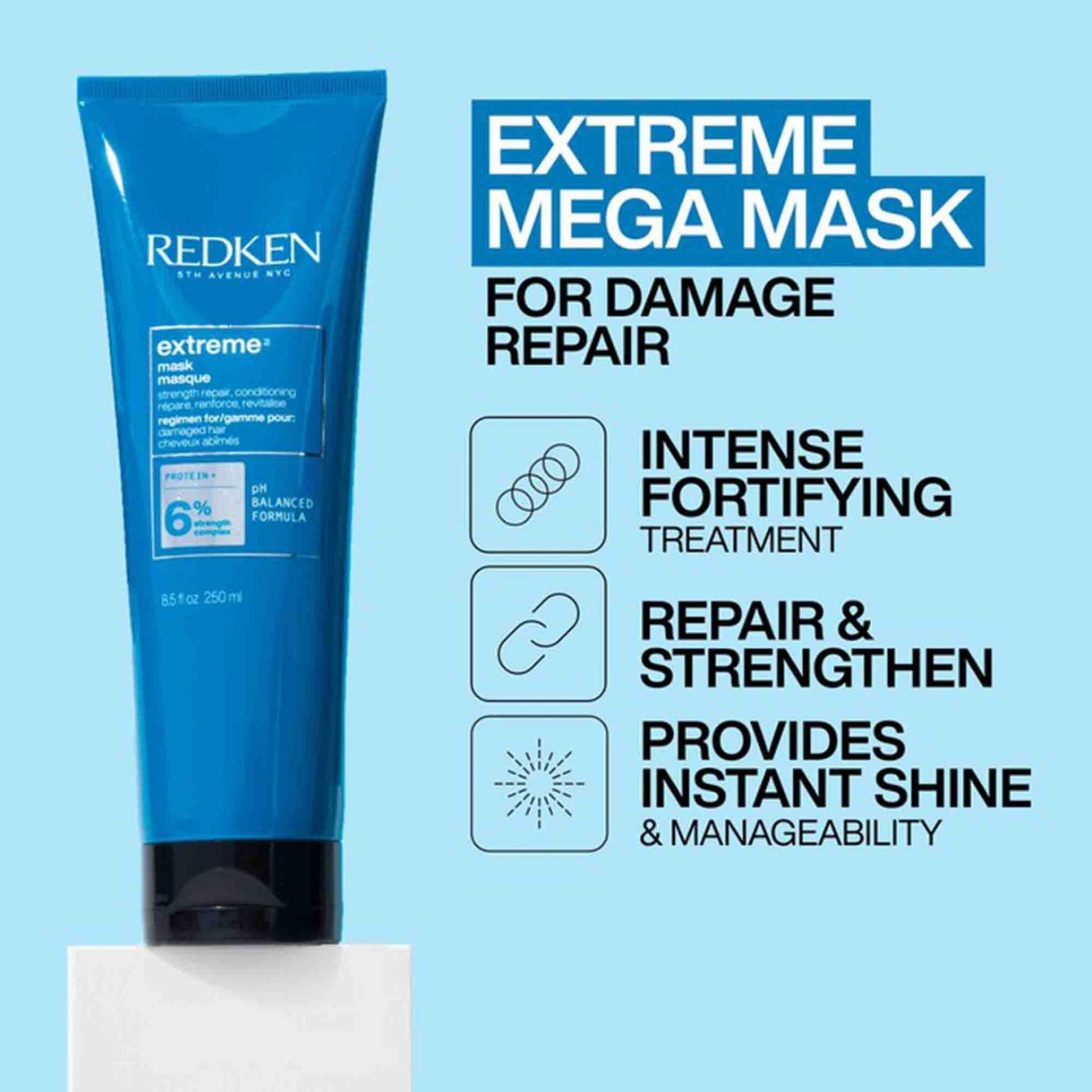 Redken Extreme Mega Mask 250ml for Damaged Hair in Need of Strength and Repair