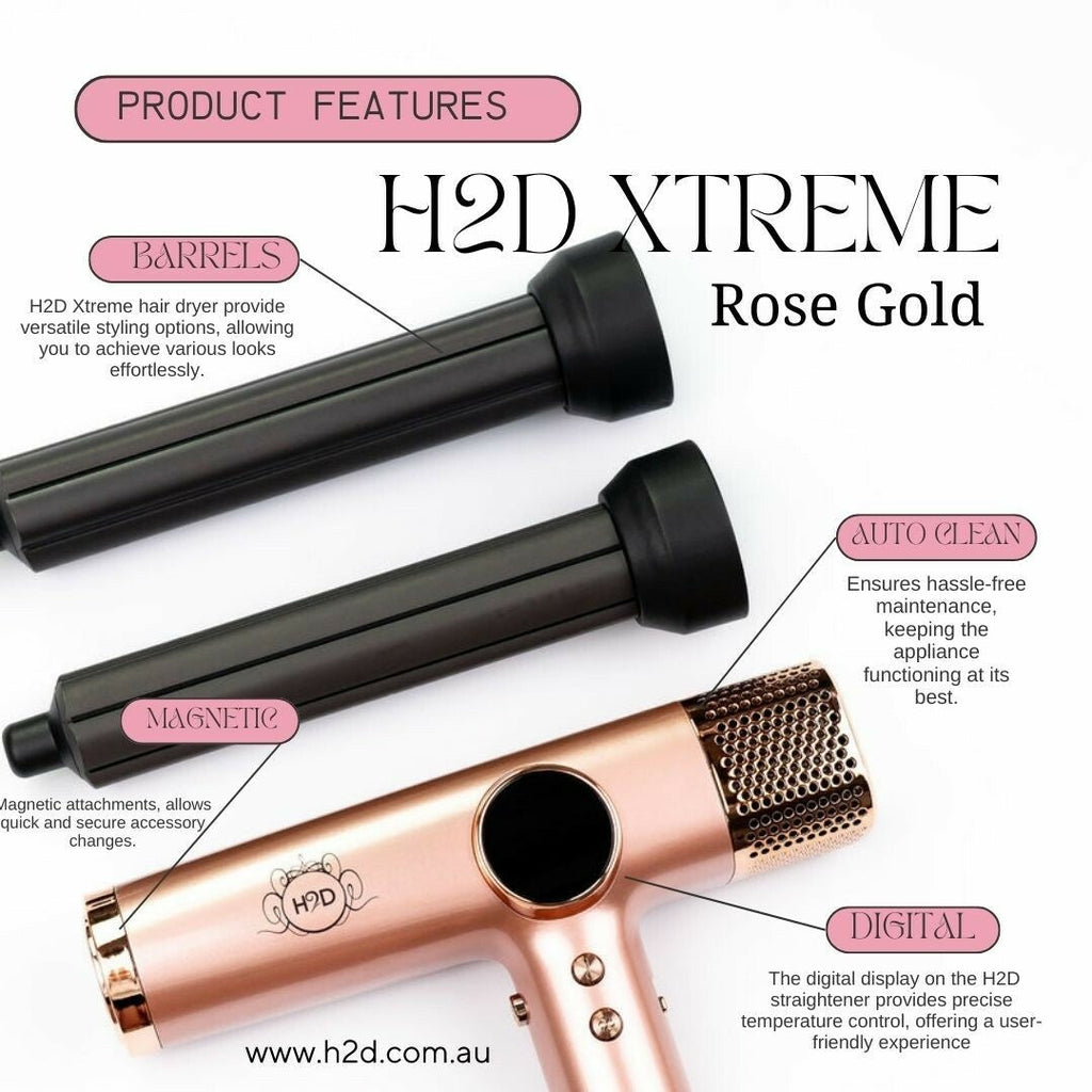 H2D Extreme Hairdryer Four In One Hair Dryer & Styler in Rose Gold - On Line Hair Depot