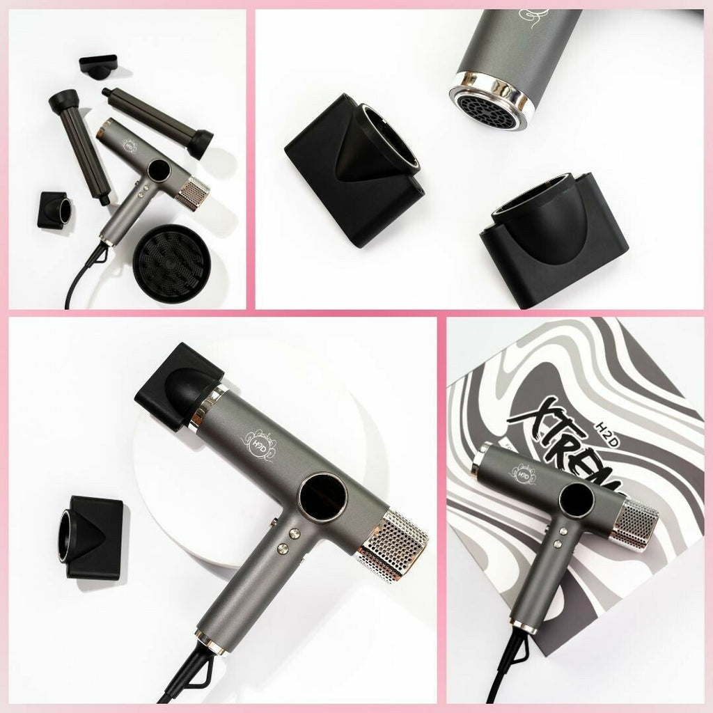 H2D Extreme Hairdryer Four In One Hair Dryer & Styler in Space Grey - On Line Hair Depot