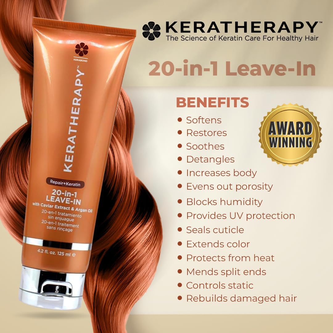 Keratherapy KeratinFixx 20-in-1 Leave-In Conditioning Treatment — a powerhouse formula that transforms your hair in a single step. Infused with keratin, caviar extract, and argan oil, this leave-in spray strengthens, nourishes, and protects every strand from roots to ends.