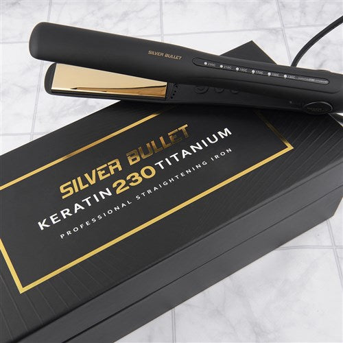 Silver Bullet Keratin 230 Titanium Gold Plates 25mm Hair Straightener & Bonus Accessories - On Line Hair Depot