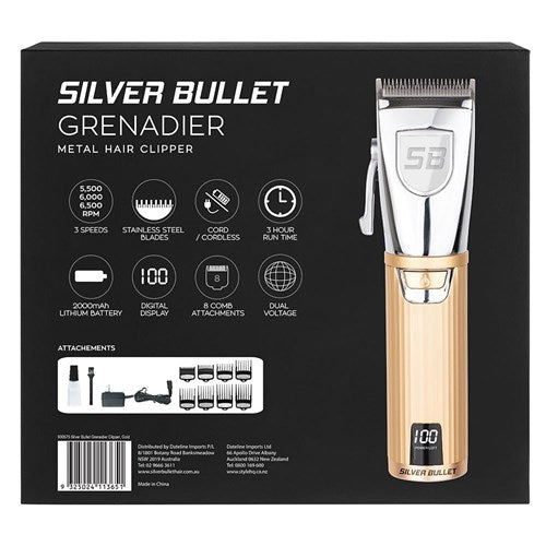 Silver Bullet Grenadier Metal Hair Clipper Gold - On Line Hair Depot