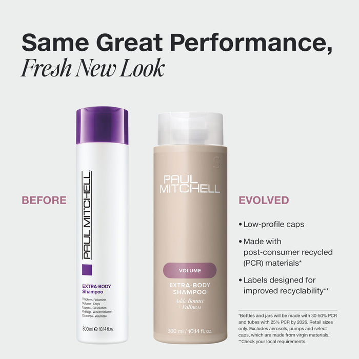 Give fine hair the lift it deserves. The Paul Mitchell Extra-Body  is a salon-favourite volumizing shampoo formulated to thicken, strengthen, and add brilliant shine to fine or limp hair.