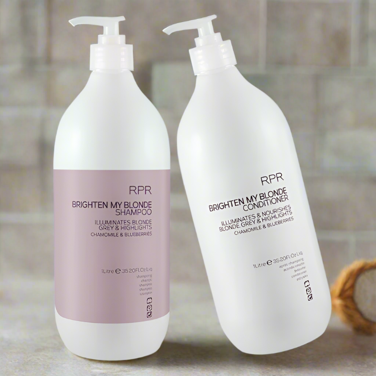 rpr brighten my blonde shampoo and Conditioner 1lt Duo Purple Toning Illuminates Blonde Grey & Highlights - Australian Salon Discounters