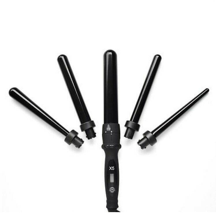 H2D Black Professional Curling Wand with 5 Different Barrel Sizes Included - Australian Salon Discounters