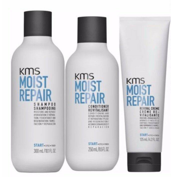 KMS Moist repair Shampoo, Conditoner and Revival Creme Trio - Australian Salon Discounters