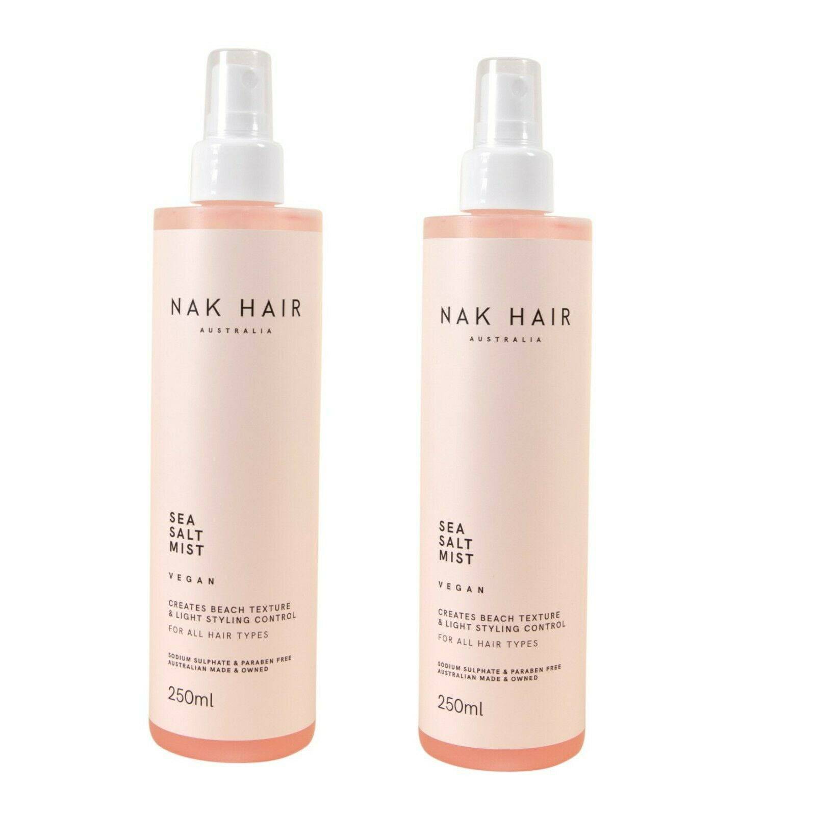 Nak Sea Salt mist Creates Beach Texture and Light Styling Control  250ml x 2 - Australian Salon Discounters