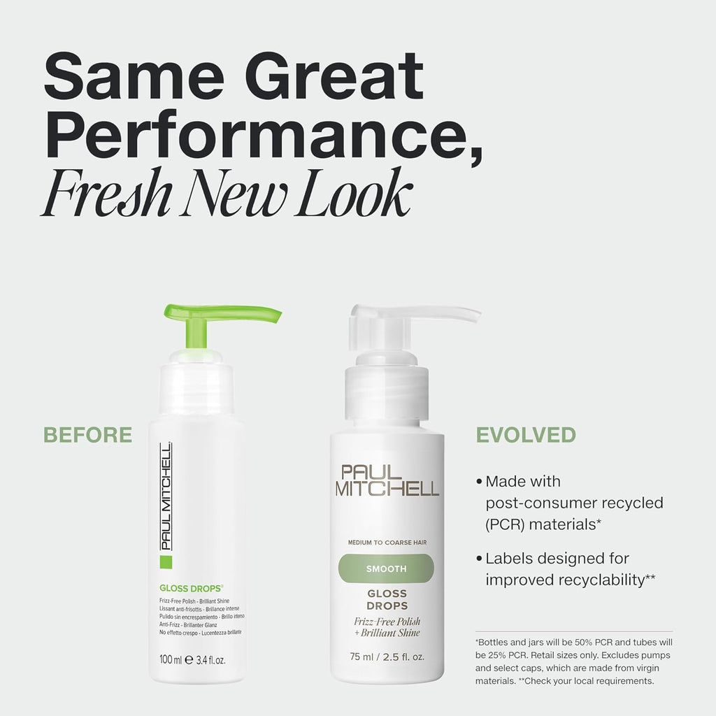 Paul Mitchell Smooth Gloss Drops Shine Serum, Frizz-Free Polish, Brilliant Shine, For Medium To Coarse Hair - On Line Hair Depot