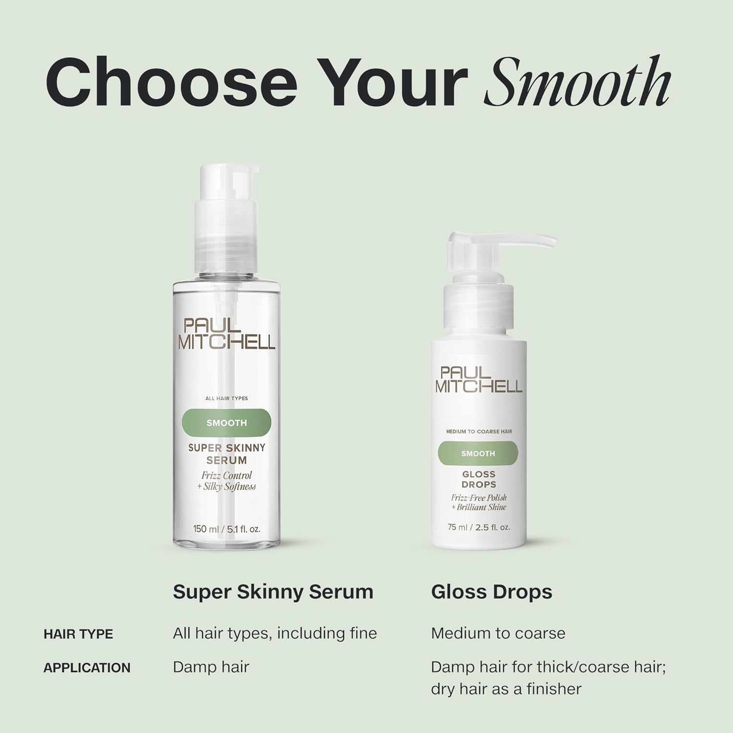 Paul Mitchell Smooth Gloss Drops Shine Serum, Frizz-Free Polish, Brilliant Shine, For Medium To Coarse Hair - On Line Hair Depot