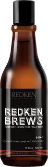 Redken BREWS 3 - In - 1  Shampoo Condition Body Wash Multi Purpose 1 x 300ml - On Line Hair Depot