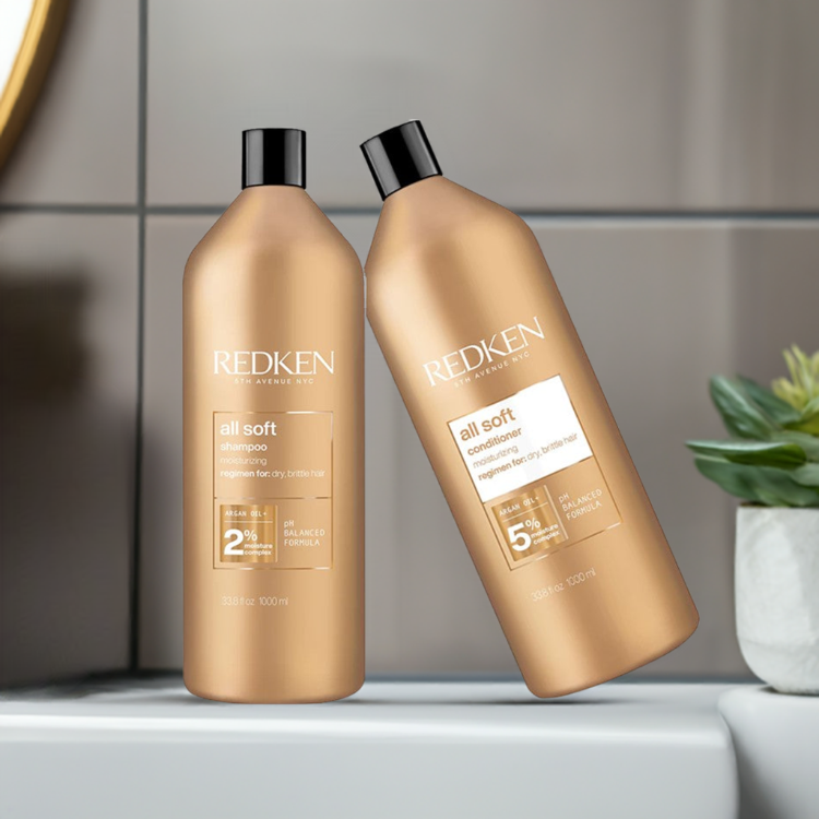 Redken All Soft Shampoo & Conditioner 1 Litre Duo for Dry, Brittle Hair in need of Moisture