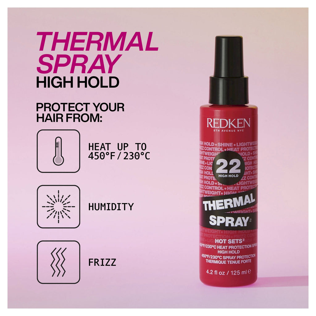 Redken Thermal Spray Hot Sets Heat Protection High Hold 22 - 125ml - On Line Hair Depot