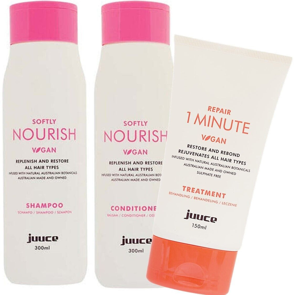 Juuce Softly Nourish Shampoo, Conditioner & 1 Minute Trio - On Line Hair Depot