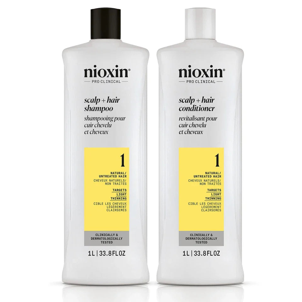 Nioxin System 1 Duo 1000ml of Each for natural hair with light thinning - On Line Hair Depot