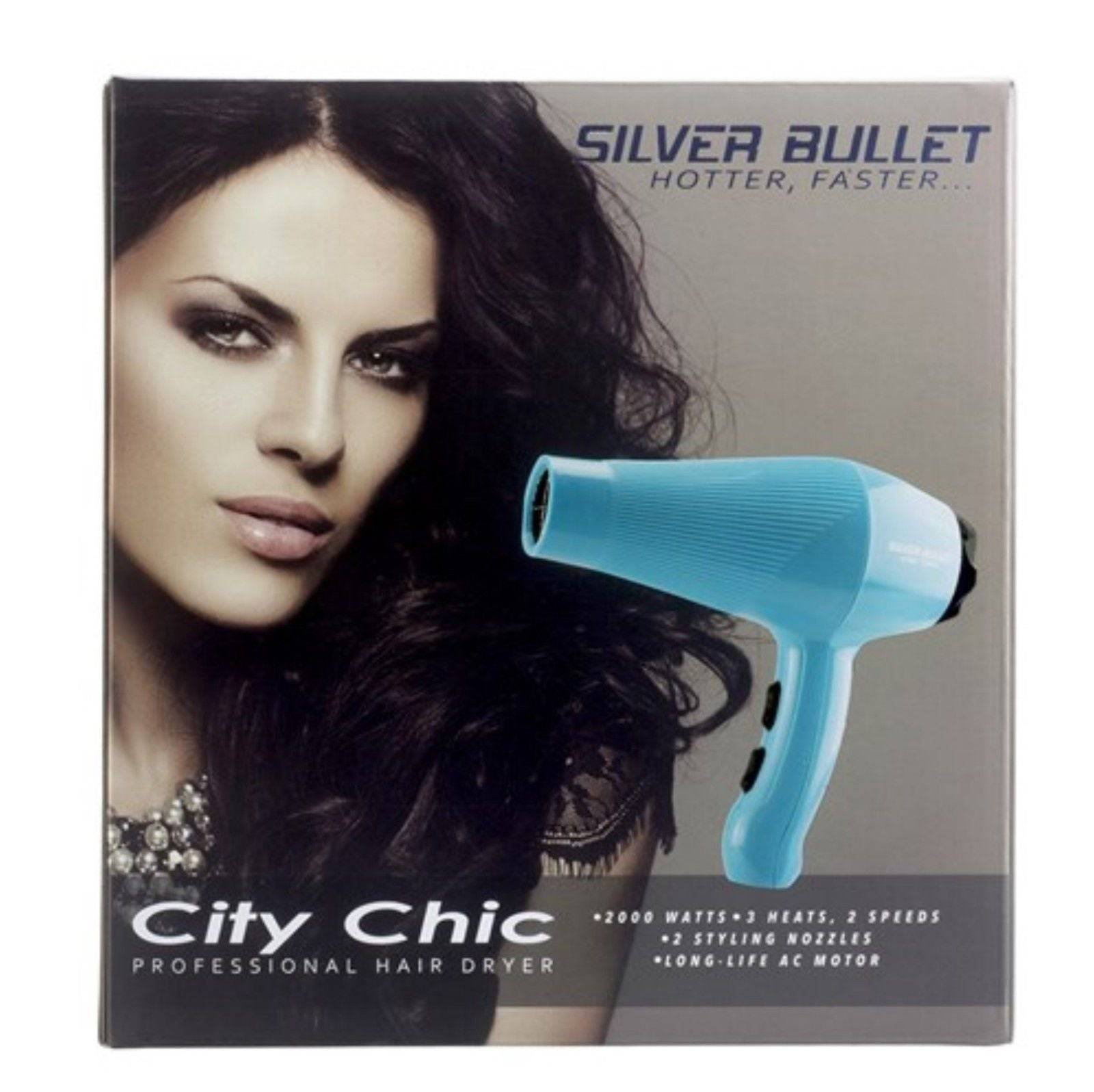 Silver Bullet City Chic Hair Dryer 2000W Aqua - On Line Hair Depot
