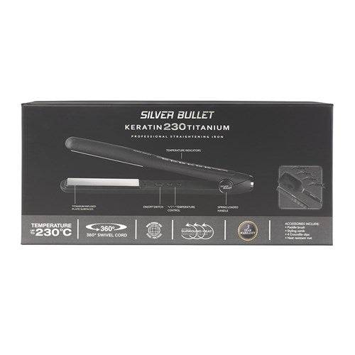 Silver Bullet Keratin 230 Titanium Silver 25mm, Hair Straightener & Bonus Accessories - On Line Hair Depot