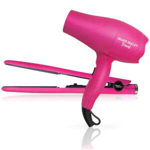Silver Bullet Luxe Travel Set Dryer and Straightener Pink - On Line Hair Depot