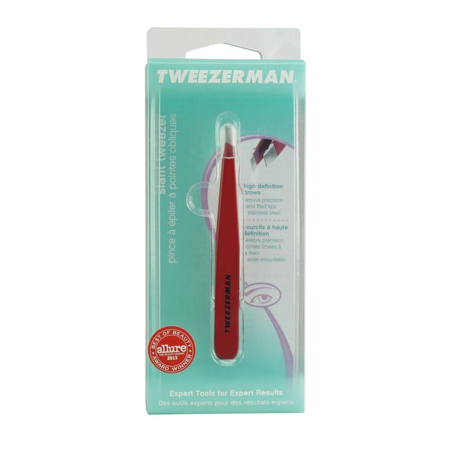 Tweezerman slant tweezer Red - full size - On Line Hair Depot