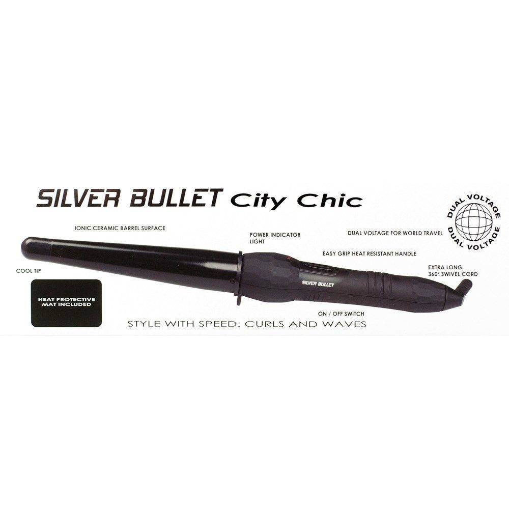Silver Bullet City Chic Ceramic Black Conical Curling Iron 13-25mm - Australian Salon Discounters