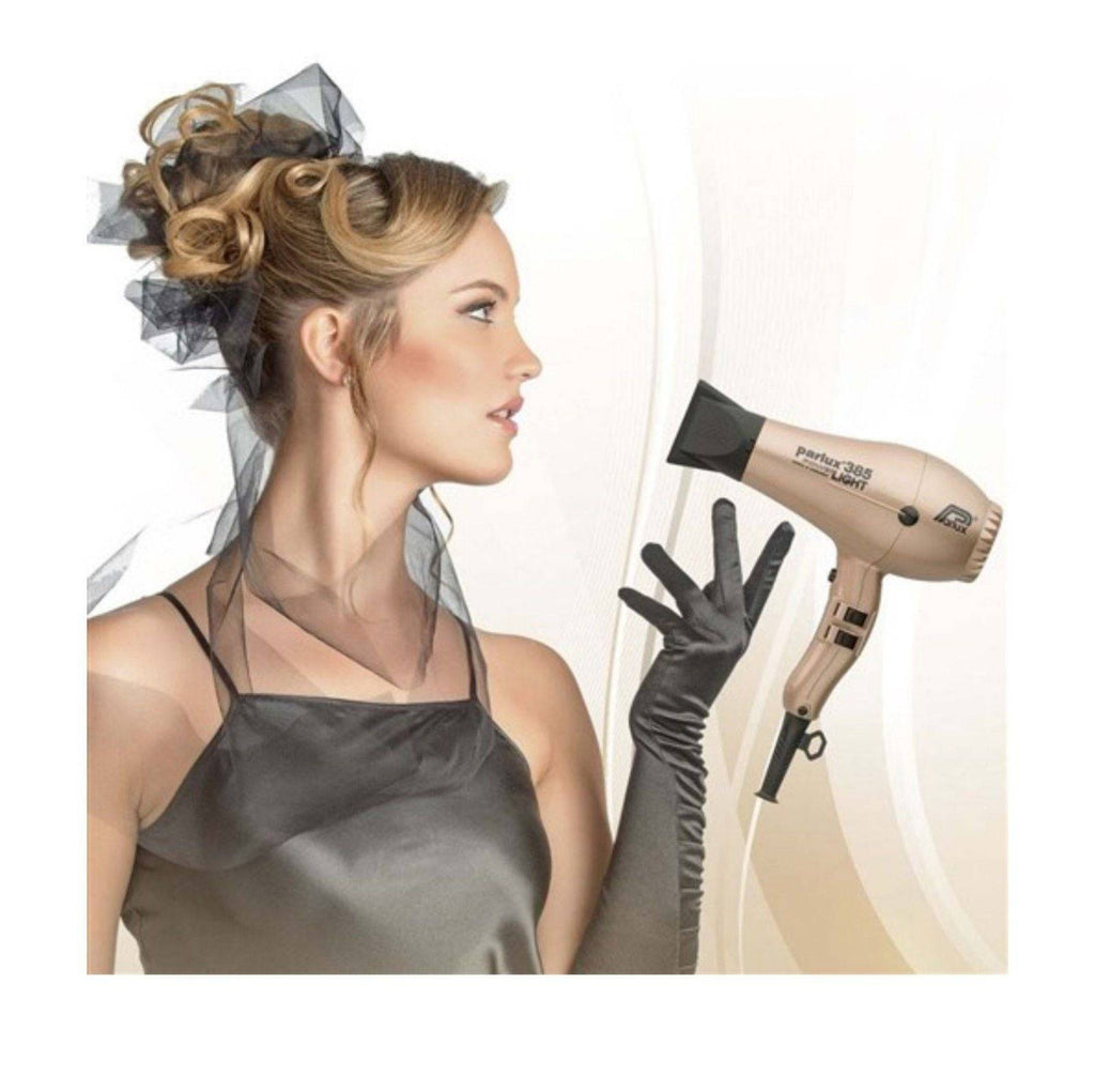 Parlux 385 LIGHT Hair Dryer Ceramic & Ionic Super Compact Gold - Australian Salon Discounters