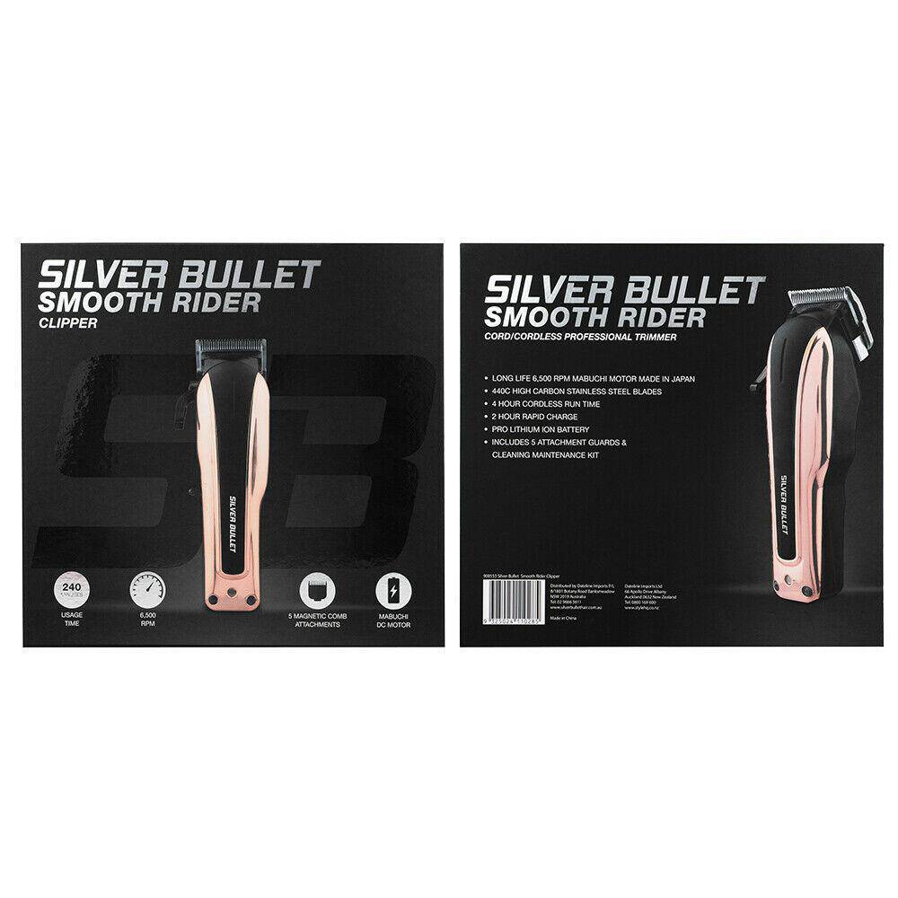Silver Bullet Smooth Rider Hair Clipper Rose Gold Cordless  2HR Rapid Charge - On Line Hair Depot