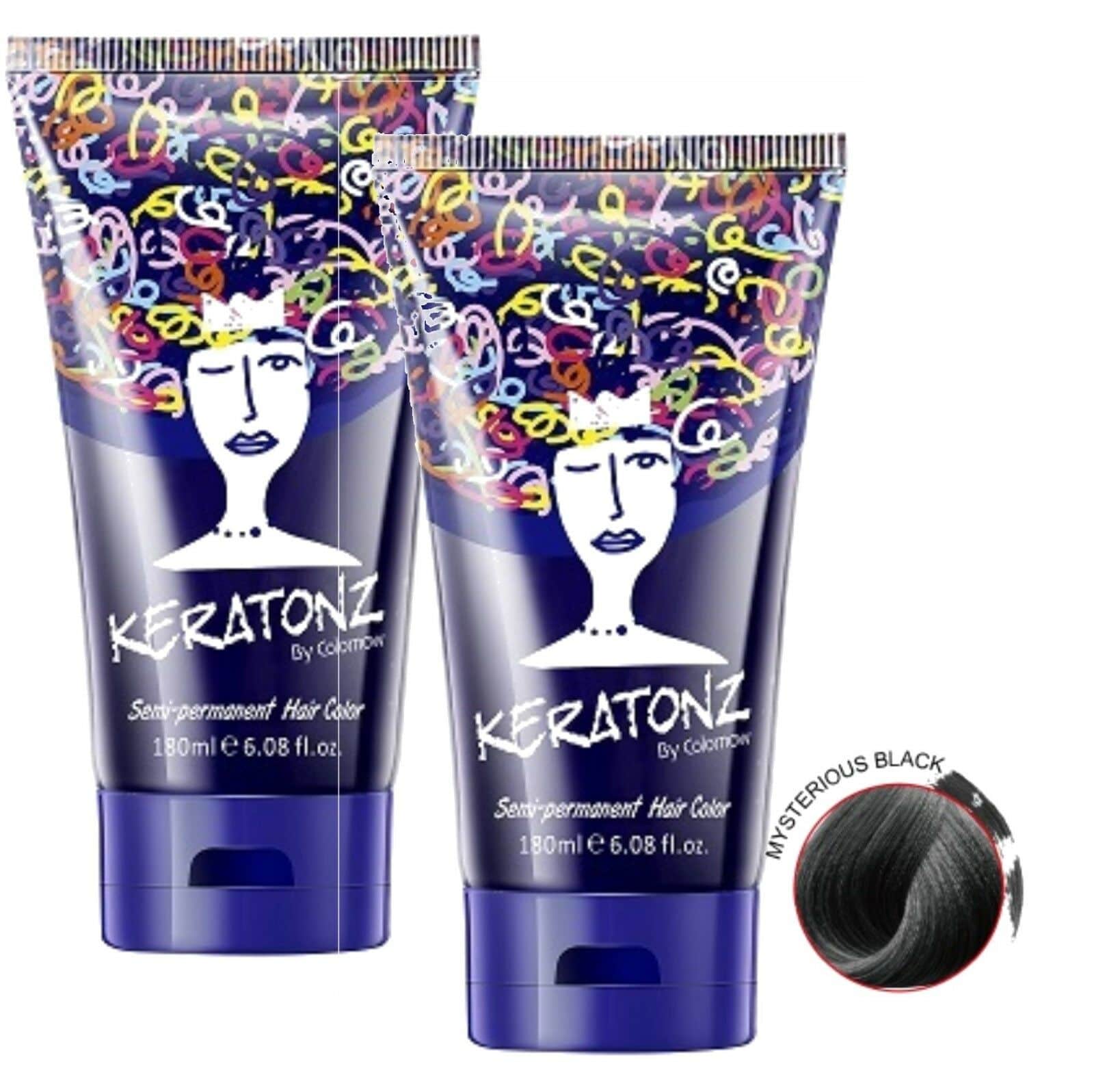 Keratonz Semi Permanent Color by Colornow 180ml x 2 Mysterious Black - On Line Hair Depot