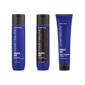 Matrix Total Results Brass Off trio pack shampoo,conditioner,smoothing cream - On Line Hair Depot