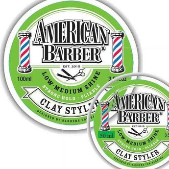 American Barber Clay Styler 1 x 100ml & 1 x 50ml Duo Mens Styling Medium Hold - Australian Salon Discounters