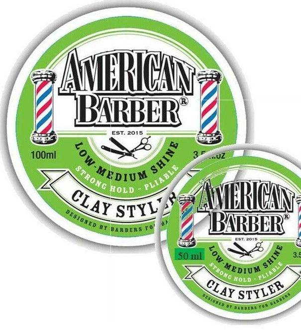 American Barber Clay Styler 1 x 100ml & 1 x 50ml Duo Mens Styling Medium Hold - Australian Salon Discounters