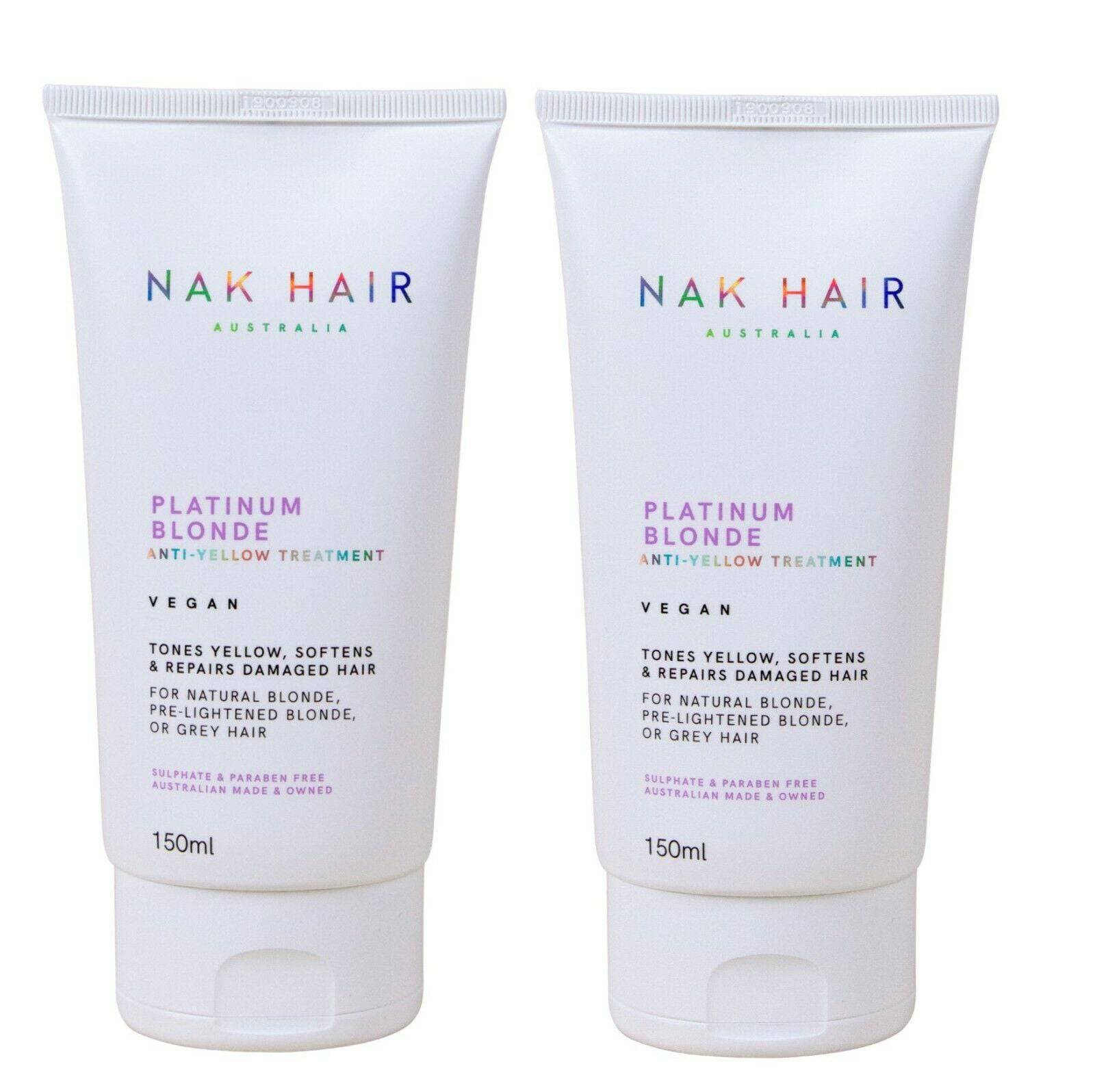 Nak Platinum Blonde  Anti-Yellow Treatment Tones, Softens & Repairs 150ml x 2 - On Line Hair Depot