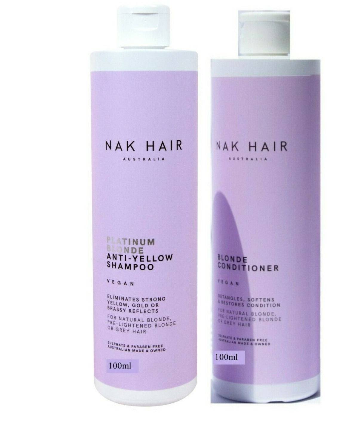 Nak Platinum  Blonde Shampoo Conditioner 100ml Travel Size Duo - On Line Hair Depot