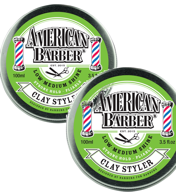 American Barber Clay Styler 100ml Duo Pack Mens Styling Medium Hold (2 x 100ml) - Australian Salon Discounters