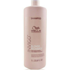 Wella Professionals Invigo Blonde Recharge Shampoo 1000ml  Color Refreshing Cool Blonde Silver - On Line Hair Depot