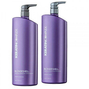 Keratin Complex Blonde Shell Shampoo & Conditioner Duo 1lt with Pumps - On Line Hair Depot