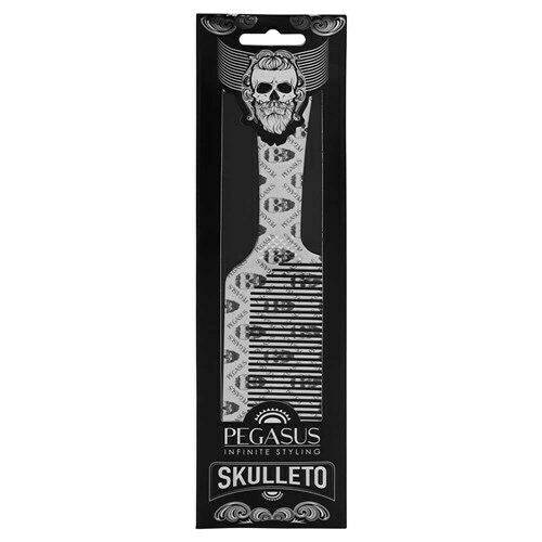 Pegasus Skulleto 514A Flattopper Barber Comb Silver Hairdressing Barber - Australian Salon Discounters